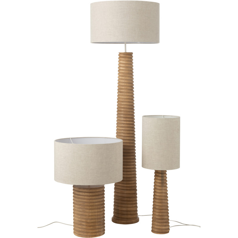 Lampe à poser originale filetée Hauteur 70 cm en Bois d'ailanthus Naturel Tissu Gris Varil - 5
