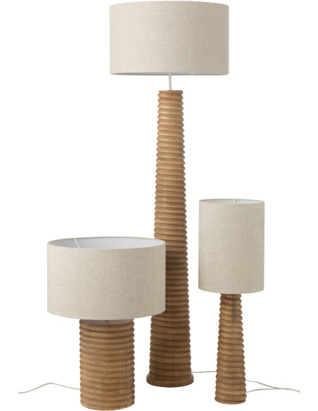 Lampe à poser originale filetée Hauteur 70 cm en Bois d'ailanthus Naturel Tissu Gris Varil - 5