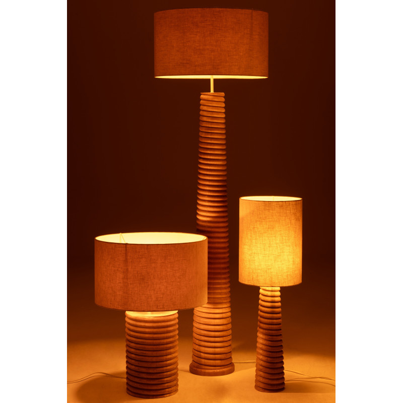 Lampe à poser originale filetée Hauteur 70 cm en Bois d'ailanthus Naturel Tissu Gris Varil - 6
