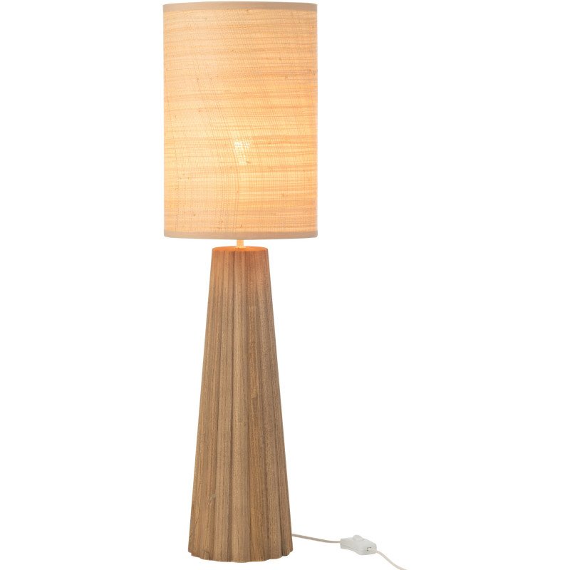 Lampe à poser originale XL Hauteur 78 cm en Bois d'ailanthus Naturel Tissu Beige Umbrella - 1