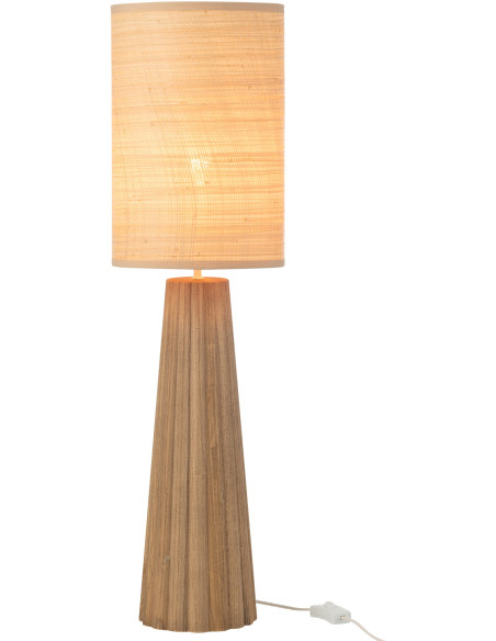 Lampe à poser originale XL Hauteur 78 cm en Bois d'ailanthus Naturel Tissu Beige Umbrella - 1