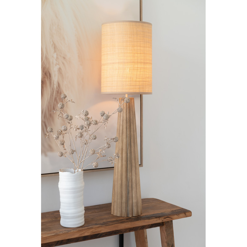 Lampe à poser originale XL Hauteur 78 cm en Bois d'ailanthus Naturel Tissu Beige Umbrella - 2