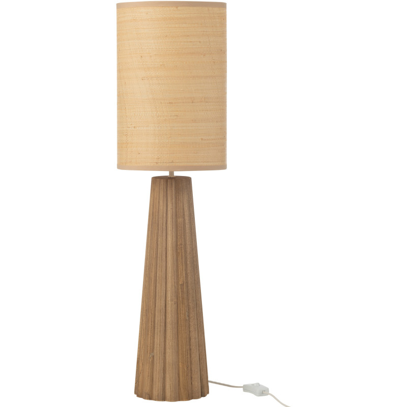 Lampe à poser originale XL Hauteur 78 cm en Bois d'ailanthus Naturel Tissu Beige Umbrella - 3