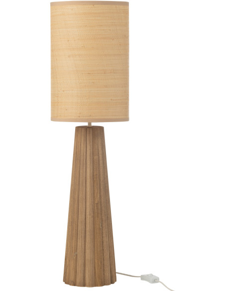 Lampe à poser originale XL Hauteur 78 cm en Bois d'ailanthus Naturel Tissu Beige Umbrella - 3