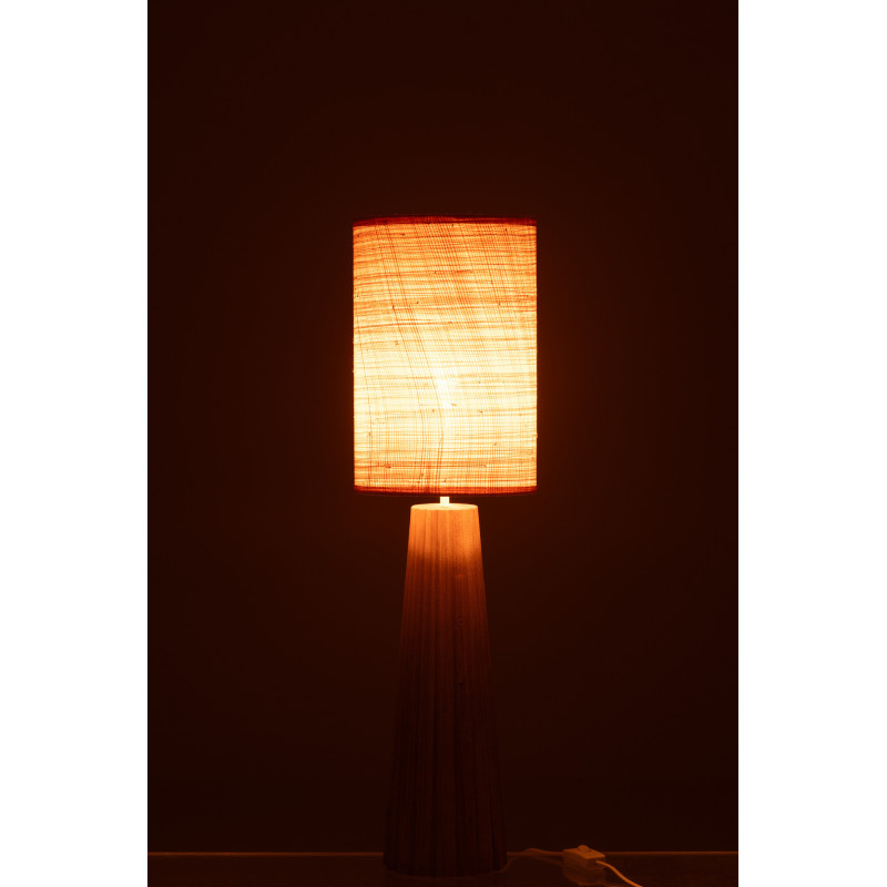 Lampe à poser originale XL Hauteur 78 cm en Bois d'ailanthus Naturel Tissu Beige Umbrella - 4