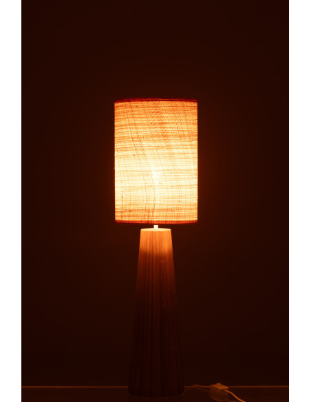 Lampe à poser originale XL Hauteur 78 cm en Bois d'ailanthus Naturel Tissu Beige Umbrella - 4