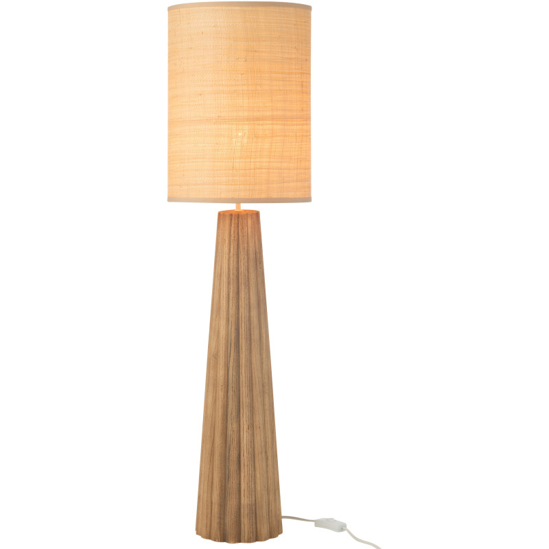 Lampe à poser originale XXL Hauteur 100 cm en Bois d'ailanthus Naturel Tissu Beige Umbrella - 1