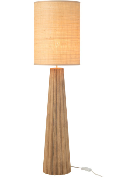 Lampe à poser originale XXL Hauteur 100 cm en Bois d'ailanthus Naturel Tissu Beige Umbrella - 1