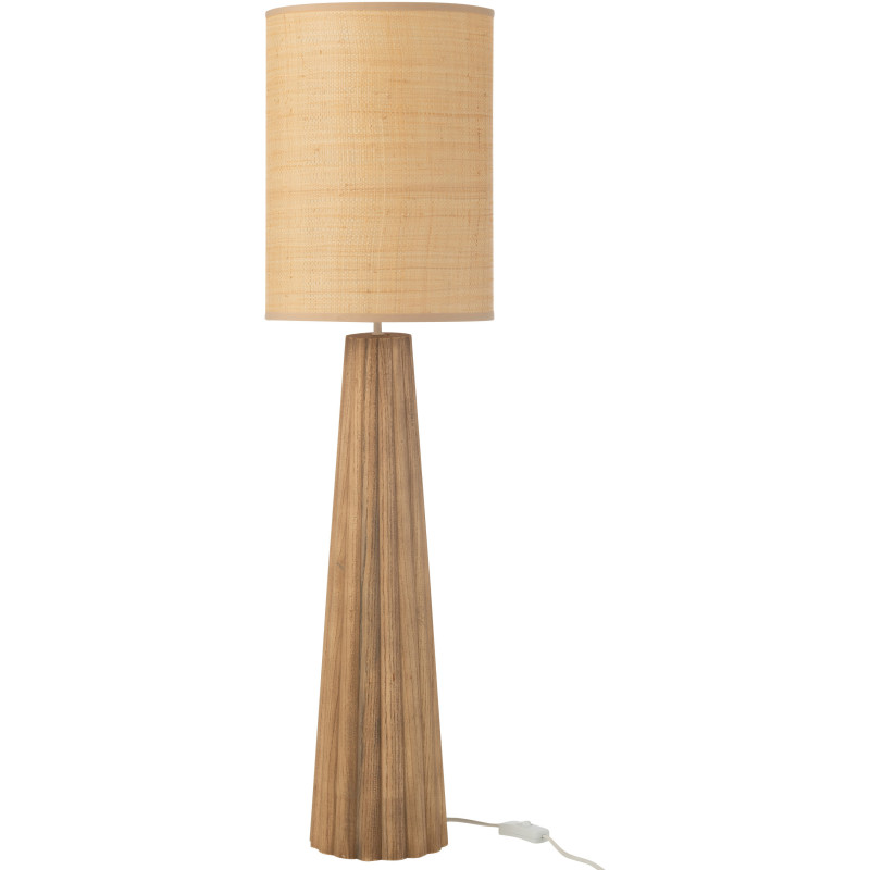 Lampe à poser originale XXL Hauteur 100 cm en Bois d'ailanthus Naturel Tissu Beige Umbrella - 3