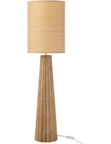 Lampe à poser originale XXL Hauteur 100 cm en Bois d'ailanthus Naturel Tissu Beige Umbrella - 3