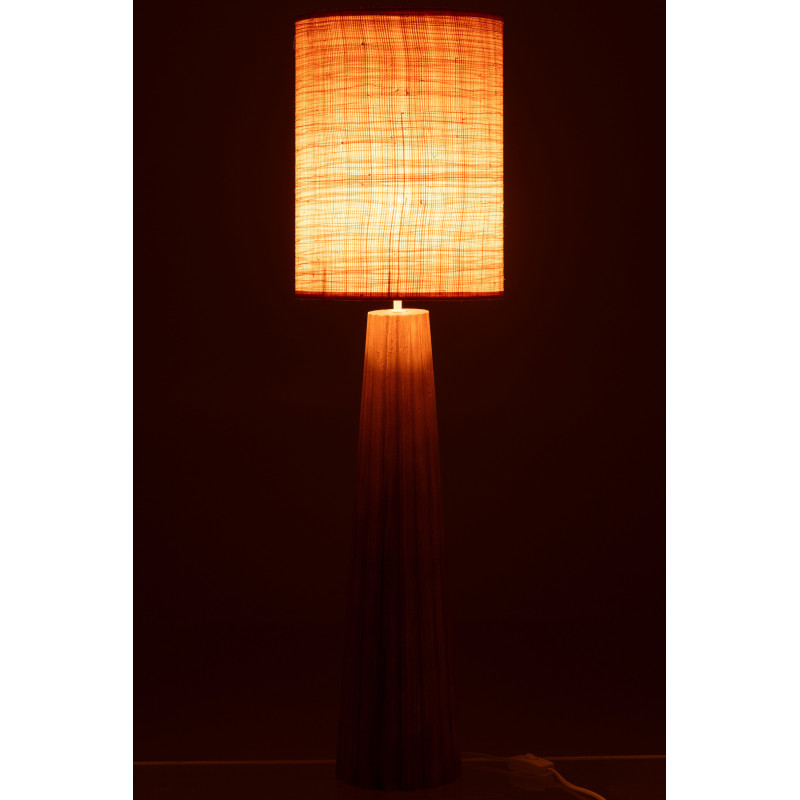 Lampe à poser originale XXL Hauteur 100 cm en Bois d'ailanthus Naturel Tissu Beige Umbrella - 4