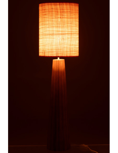 Lampe à poser originale XXL Hauteur 100 cm en Bois d'ailanthus Naturel Tissu Beige Umbrella - 4