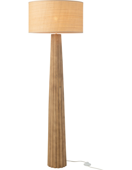 Lampadaire original Hauteur 157 cm en Bois d'ailanthus Naturel Tissu Beige Umbrella - 1