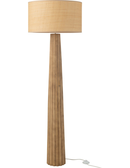Lampadaire original Hauteur 157 cm en Bois d'ailanthus Naturel Tissu Beige Umbrella - 2