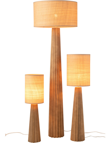 Lampadaire original Hauteur 157 cm en Bois d'ailanthus Naturel Tissu Beige Umbrella - 4