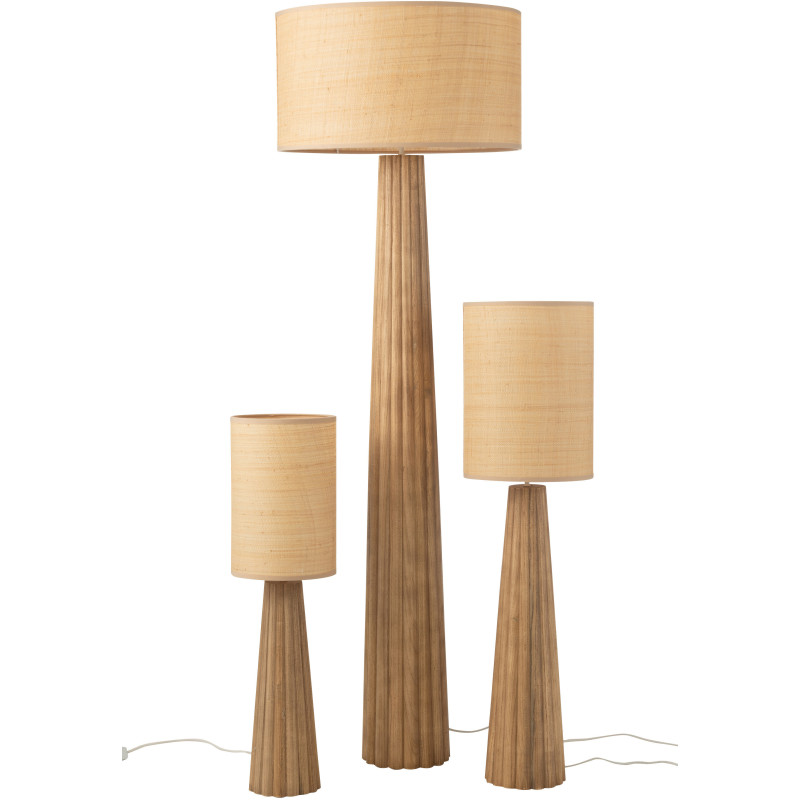 Lampadaire original Hauteur 157 cm en Bois d'ailanthus Naturel Tissu Beige Umbrella - 5