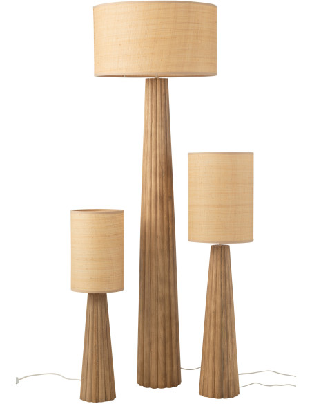 Lampadaire original Hauteur 157 cm en Bois d'ailanthus Naturel Tissu Beige Umbrella - 5