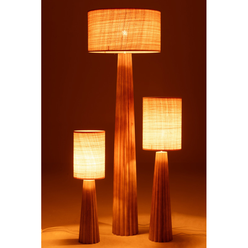 Lampadaire original Hauteur 157 cm en Bois d'ailanthus Naturel Tissu Beige Umbrella - 6