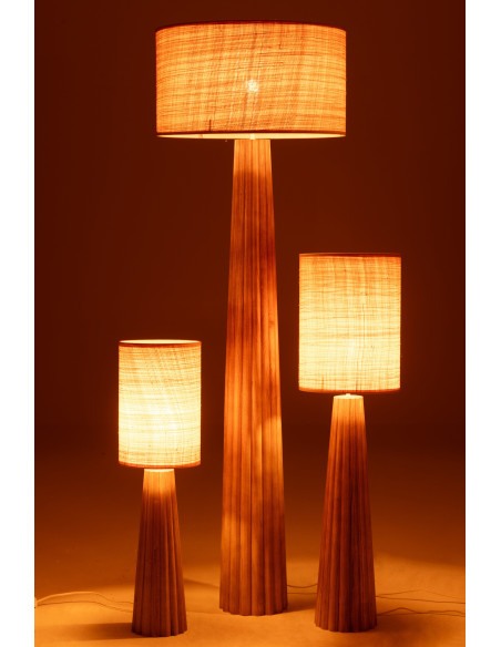 Lampadaire original Hauteur 157 cm en Bois d'ailanthus Naturel Tissu Beige Umbrella - 6