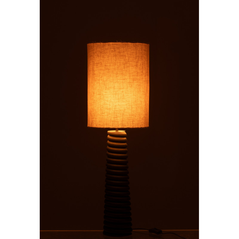 Lampe à poser originale filetée Hauteur 85 cm en Bois d'ailanthus Noir Tissu Gris Varil - 3