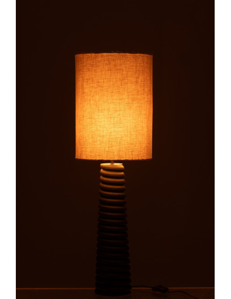 Lampe à poser originale filetée Hauteur 85 cm en Bois d'ailanthus Noir Tissu Gris Varil - 3