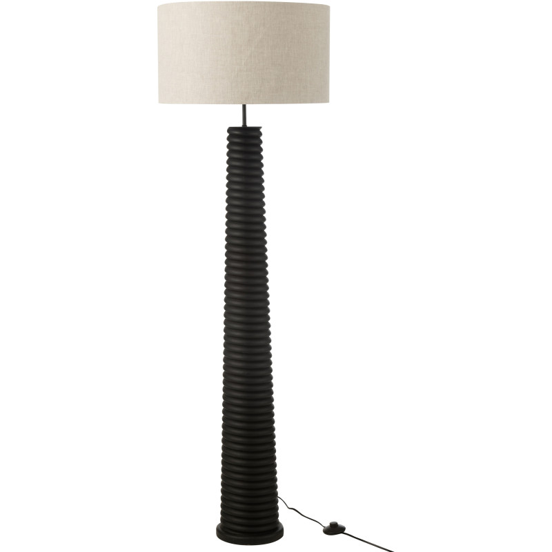 Lampadaire original fileté Hauteur 160 cm en Bois d'ailanthus Noir Tissu Gris Varil - 3