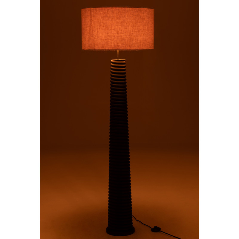 Lampadaire original fileté Hauteur 160 cm en Bois d'ailanthus Noir Tissu Gris Varil - 4