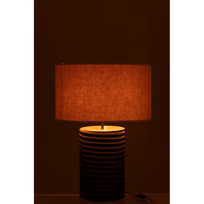 Lampe à poser originale filetée Hauteur 70 cm en Bois d'ailanthus Noir Tissu Gris Varil - 3