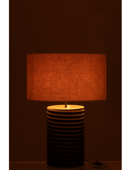 Lampe à poser originale filetée Hauteur 70 cm en Bois d'ailanthus Noir Tissu Gris Varil - 3