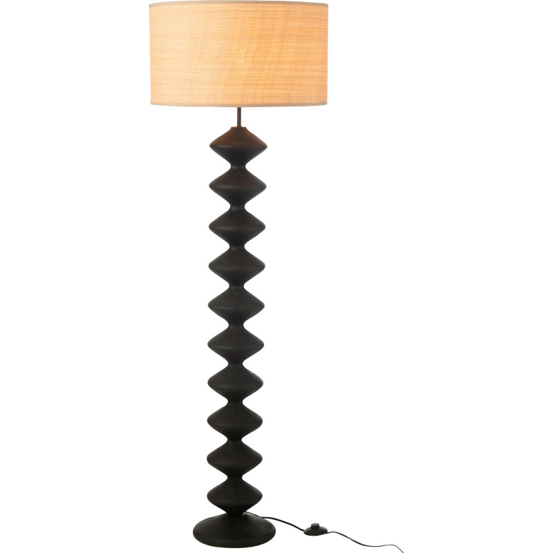 Lampadaire original Chenille Hauteur 156 cm en Bois de peuplier Noir Tissu Beige Caterpillar - 1