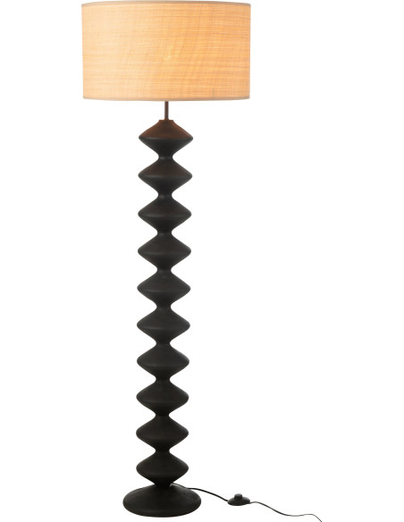 Lampadaire original Chenille Hauteur 156 cm en Bois de peuplier Noir Tissu Beige Caterpillar - 1
