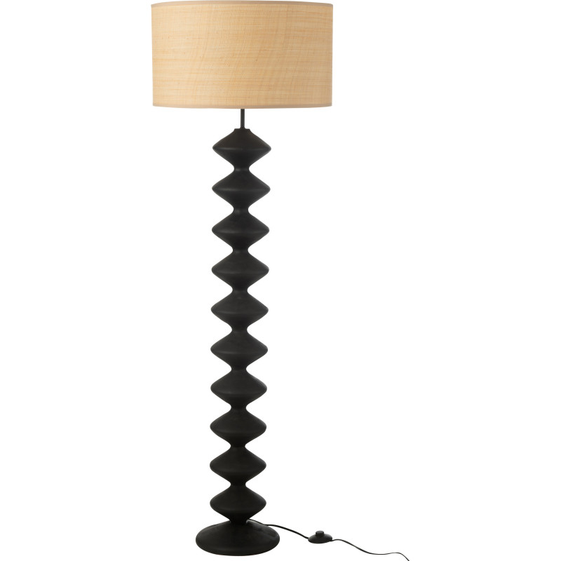Lampadaire original Chenille Hauteur 156 cm en Bois de peuplier Noir Tissu Beige Caterpillar - 2
