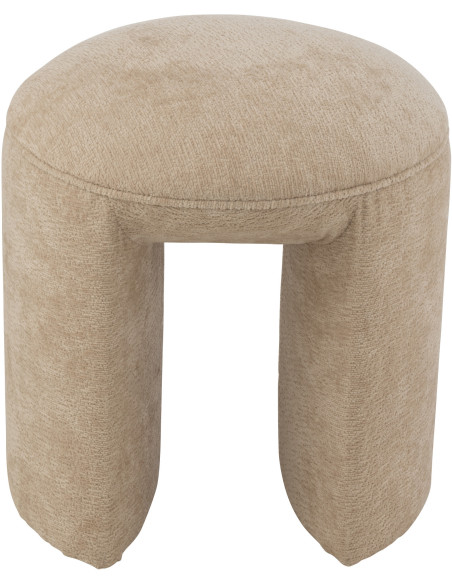 Tabouret original Rond en Tissu Beige Kynor - 2