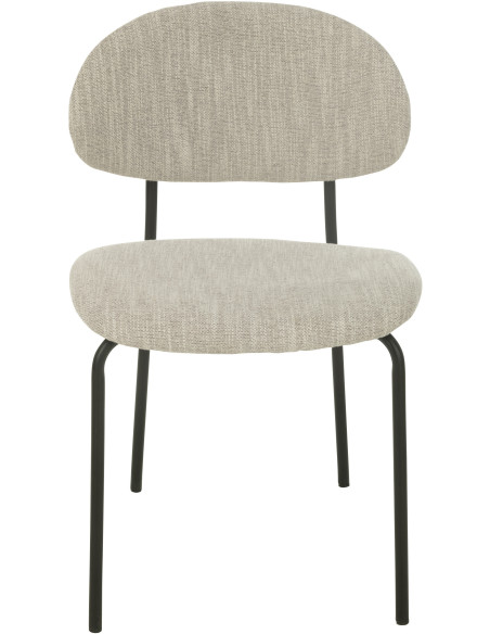 Chaise moderne en Tissu Beige Métal Noir Haldynia - 2