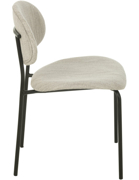 Chaise moderne en Tissu Beige Métal Noir Haldynia - 3