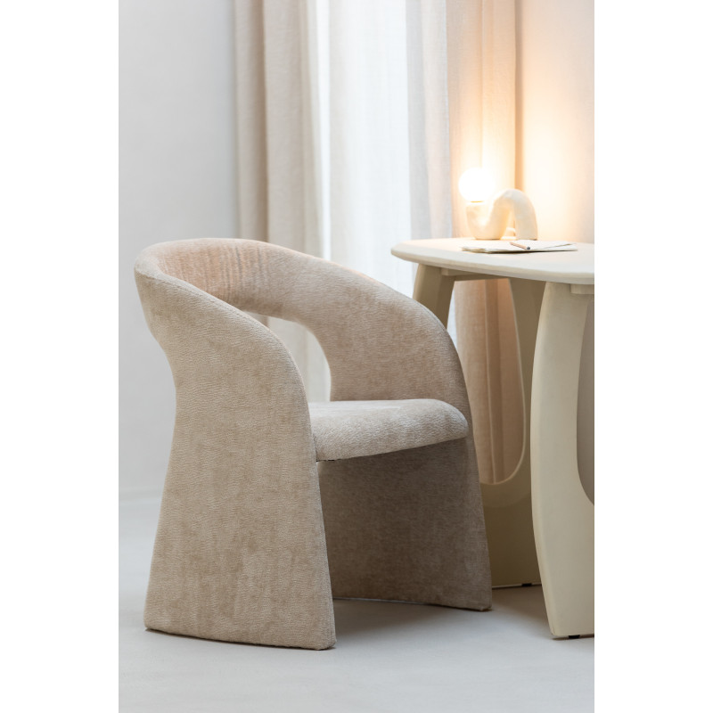 Fauteuil de table moderne en Tissu Beige Anise - 2