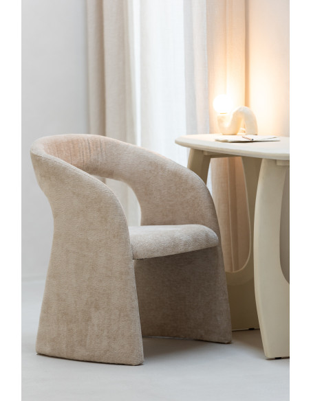 Fauteuil de table moderne en Tissu Beige Anise - 2