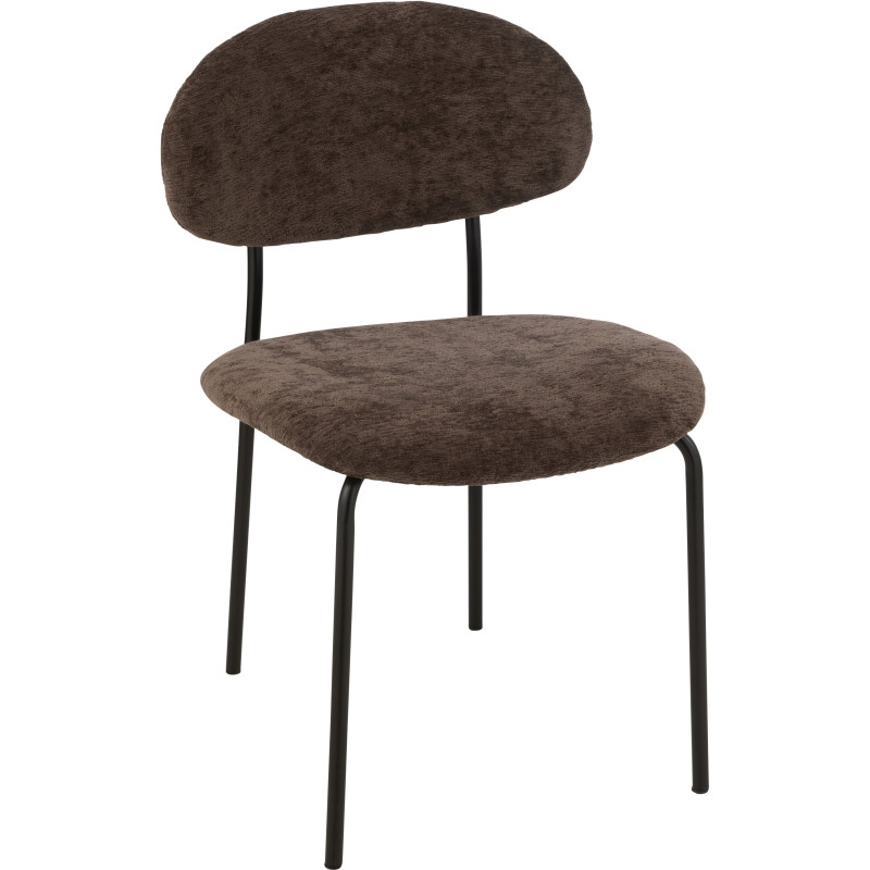 Chaise moderne en Tissu Marron foncé Métal Noir Haldynia - 1