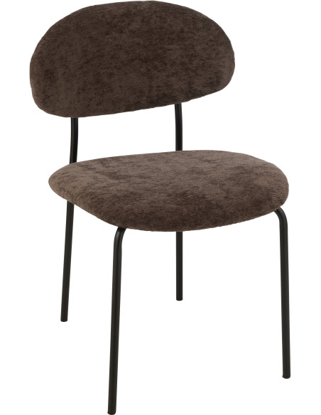 Chaise moderne en Tissu Marron foncé Métal Noir Haldynia - 1