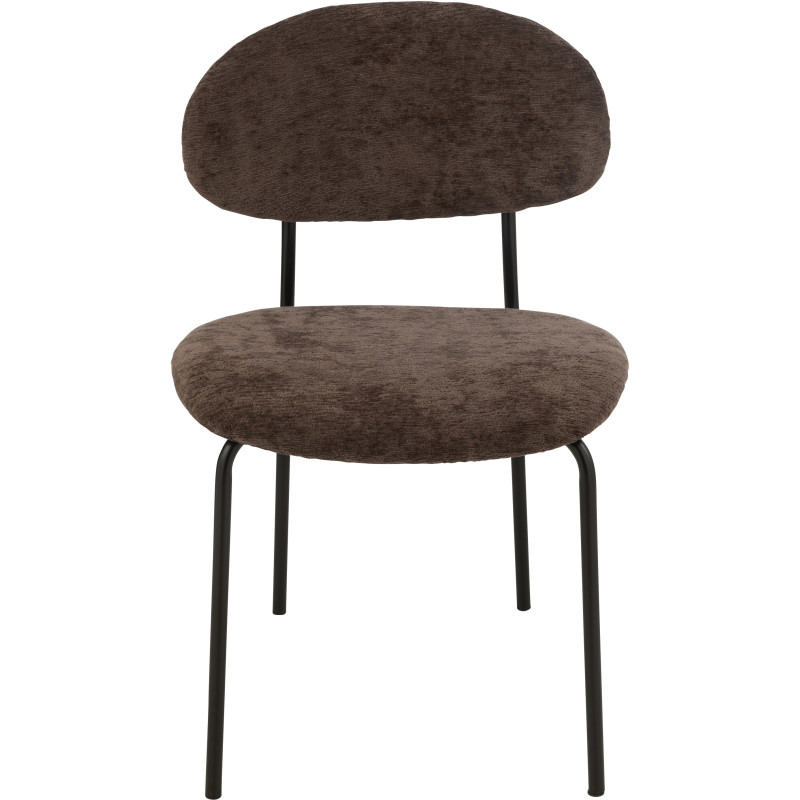 Chaise moderne en Tissu Marron foncé Métal Noir Haldynia - 2