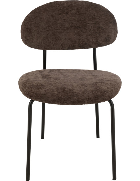 Chaise moderne en Tissu Marron foncé Métal Noir Haldynia - 2