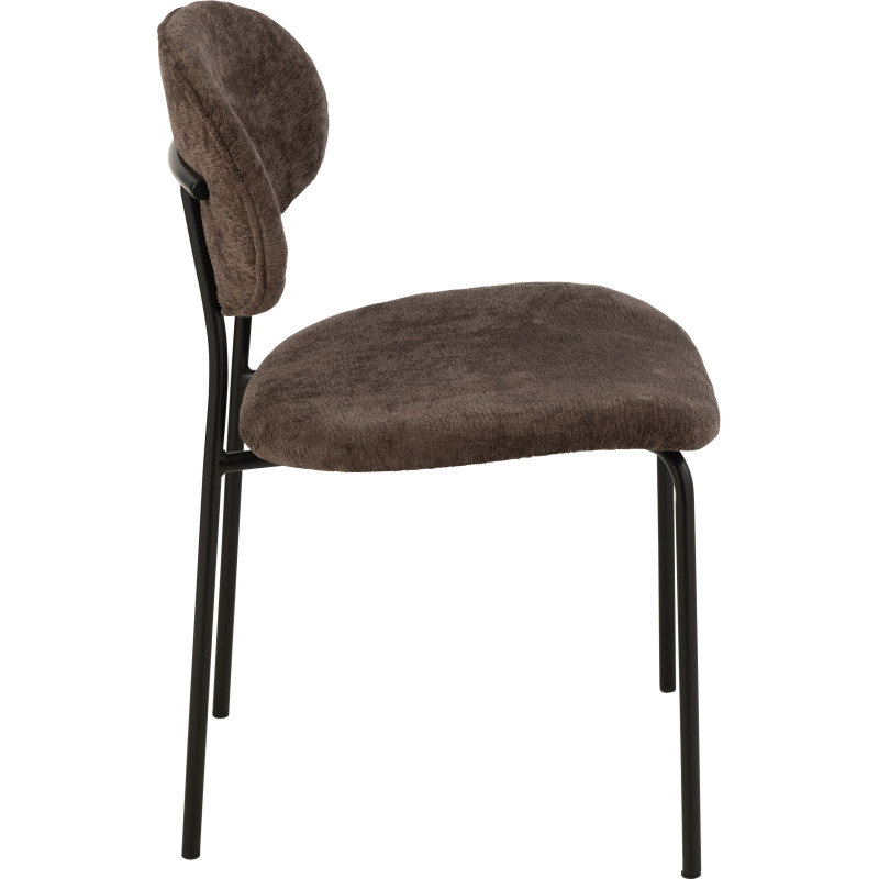 Chaise moderne en Tissu Marron foncé Métal Noir Haldynia - 3