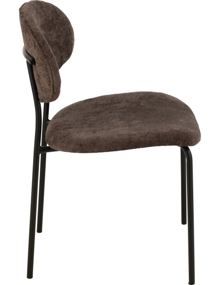 Chaise moderne en Tissu Marron foncé Métal Noir Haldynia - 3