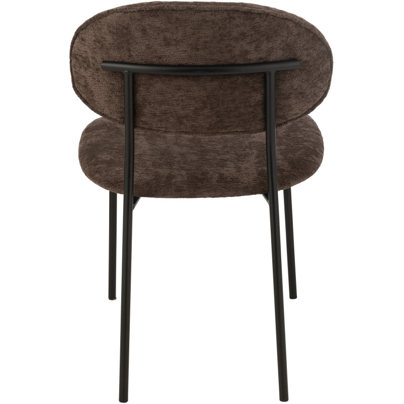 Chaise moderne en Tissu Marron foncé Métal Noir Haldynia - 4