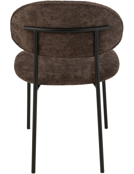 Chaise moderne en Tissu Marron foncé Métal Noir Haldynia - 4