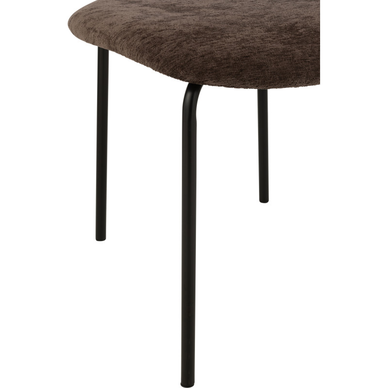 Chaise moderne en Tissu Marron foncé Métal Noir Haldynia - 5