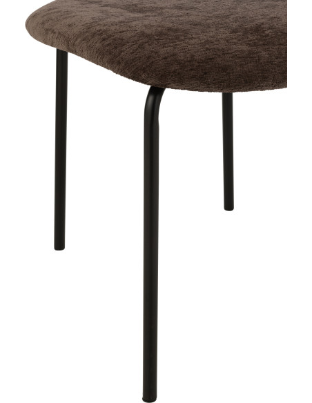 Chaise moderne en Tissu Marron foncé Métal Noir Haldynia - 5
