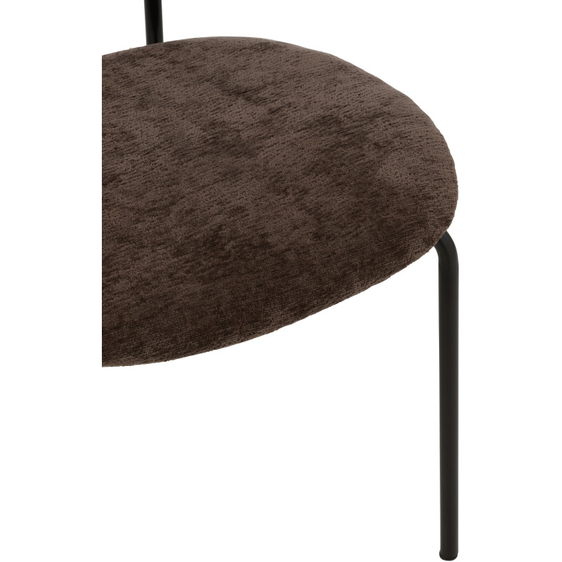 Chaise moderne en Tissu Marron foncé Métal Noir Haldynia - 6