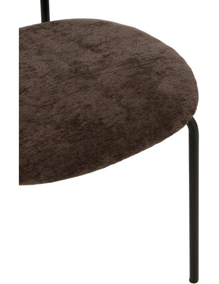 Chaise moderne en Tissu Marron foncé Métal Noir Haldynia - 6