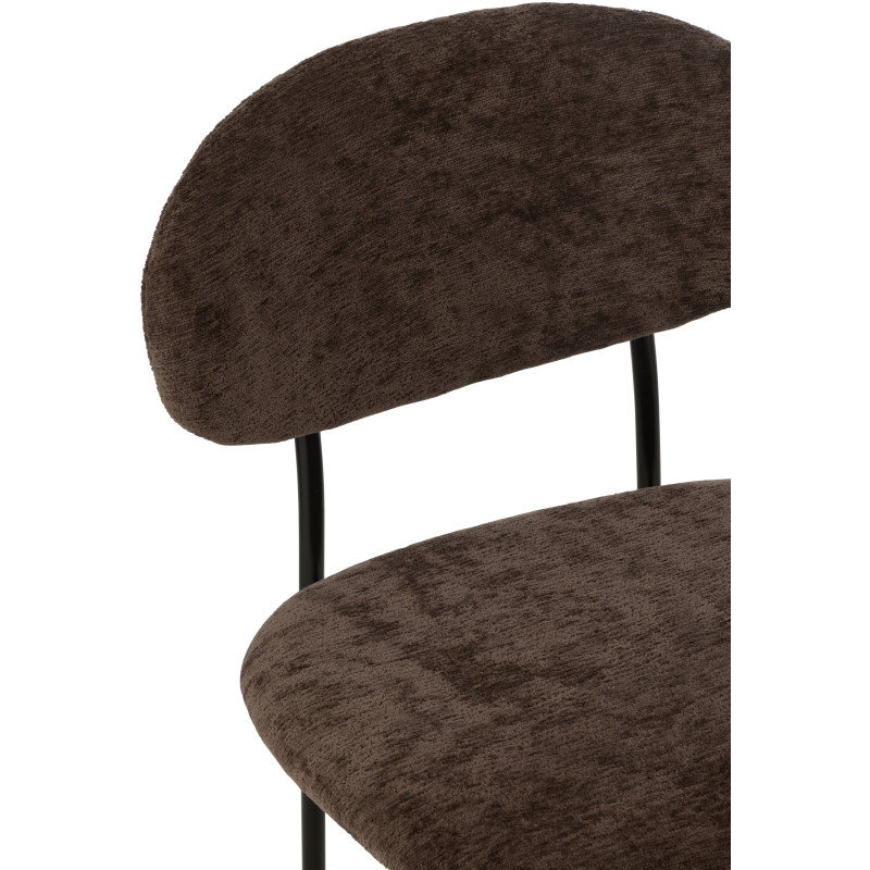 Chaise moderne en Tissu Marron foncé Métal Noir Haldynia - 7